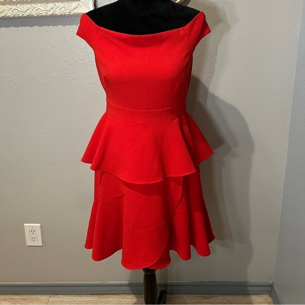 Red off the shoulder Eliza just dress
